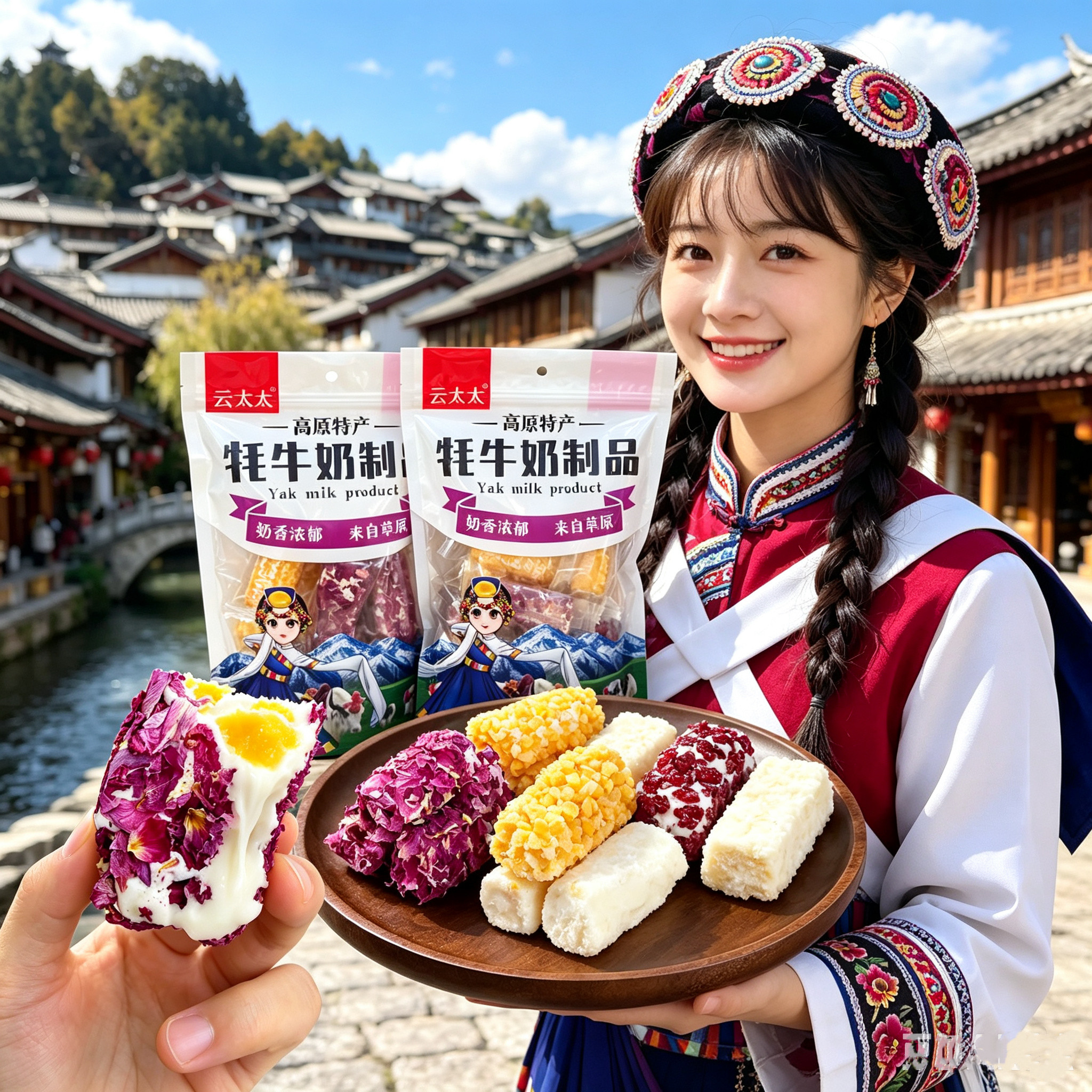 云南特产丽江拉丝鲜奶酥古城同款玫瑰芒果蔓越莓大包装即食送礼