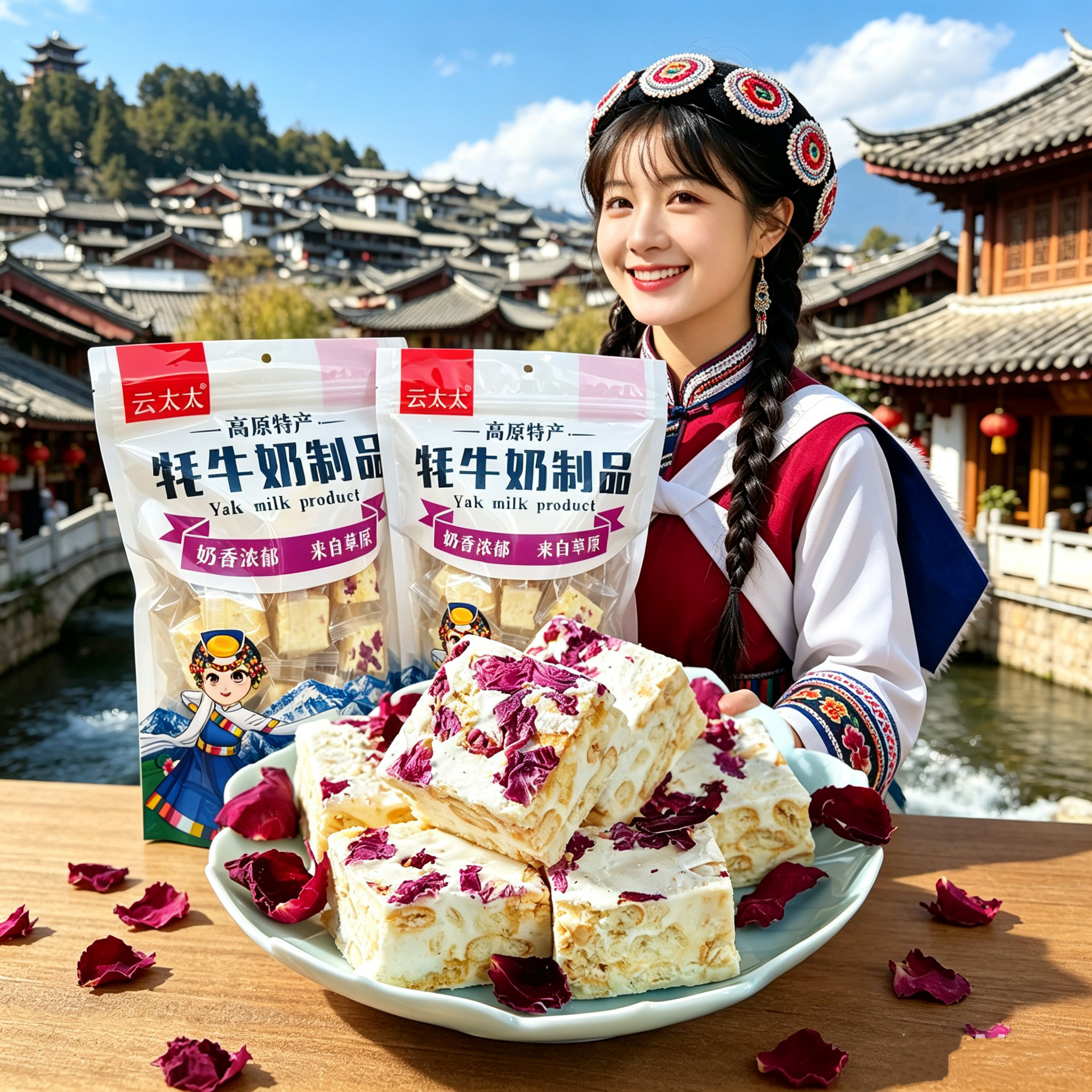 云南特产贵妃雪花酥贵妃酥牛轧糖丽江古城零食礼盒装小吃鲜花奶酥