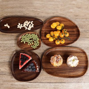 实木异形托盘长方形茶杯垫家用木质餐盘水果蛋糕面包点心木碟子