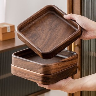 胡桃木木质托盘糕点坚果方钵干果盘茶桌实木新款 精致茶点盘木盘子