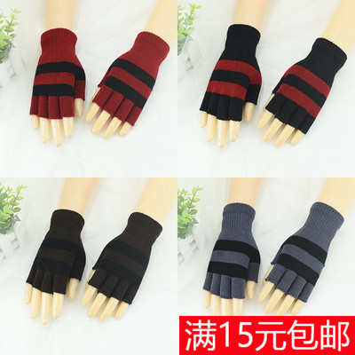 手套女冬季半指加厚拉绒保暖简约