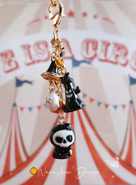 2024万圣节限量日本贵和同款南瓜幽灵小恶魔朋克风链条组合包挂件