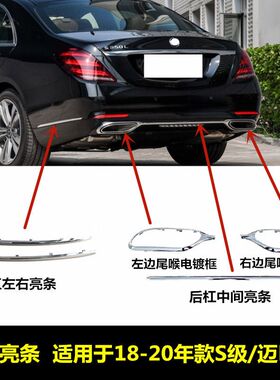 适用奔驰S级S320L后杠S680亮条S450装饰条S350尾喉S500电镀框W222