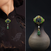 烧蓝旗袍压襟挂饰复古胸针别针领针汉服配饰古风吊坠中式 流苏挂件