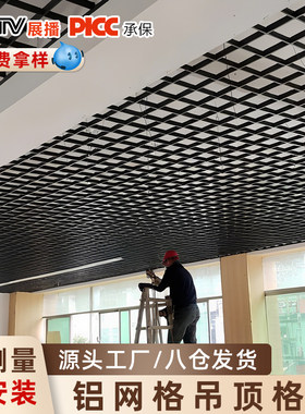 格栅吊顶材料自装铝方格铁葡萄架铁铝天花板黑白简易网格天花吊顶