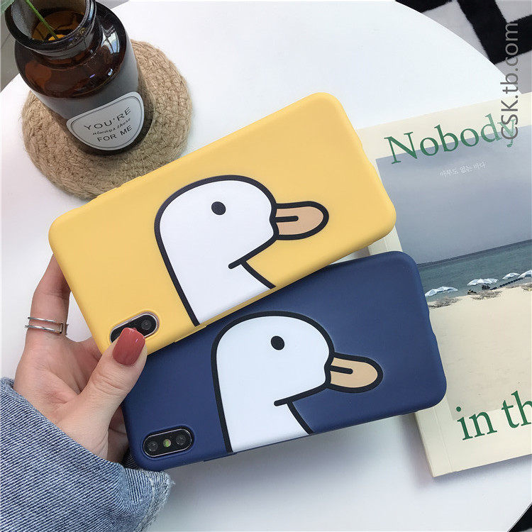 ins大白鹅苹果11/12手机壳13promax可爱xr/xs硅胶情侣款8p卡通软7