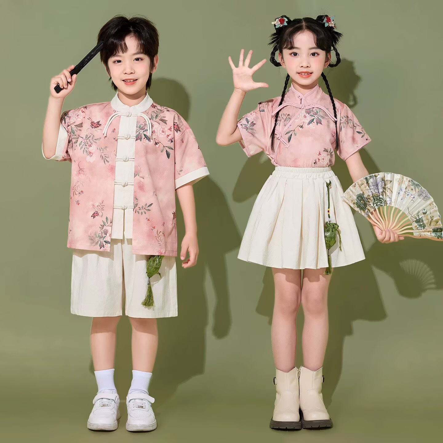 儿童演出服男女童幼儿园小学生运动会啦啦队国风朗诵合唱表演服图片