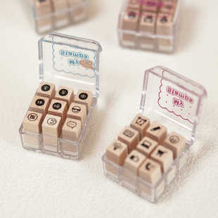 lovedoki木质迷你手帐印章日常购物披萨薯条汉堡美食打卡记录款