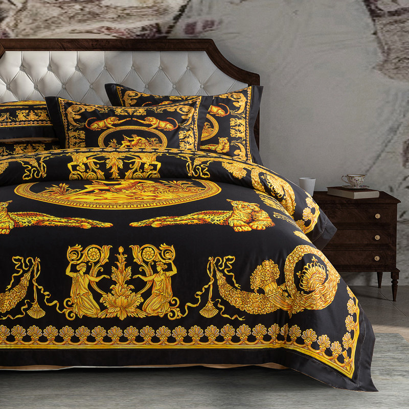 欧式高端进口纯棉匹马棉四件套美杜莎全棉被套床笠大牌风床上用品