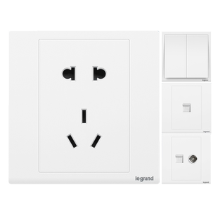 罗格朗开关插座面板仕典逸景玉兰白一开双控带荧光一位双极电源