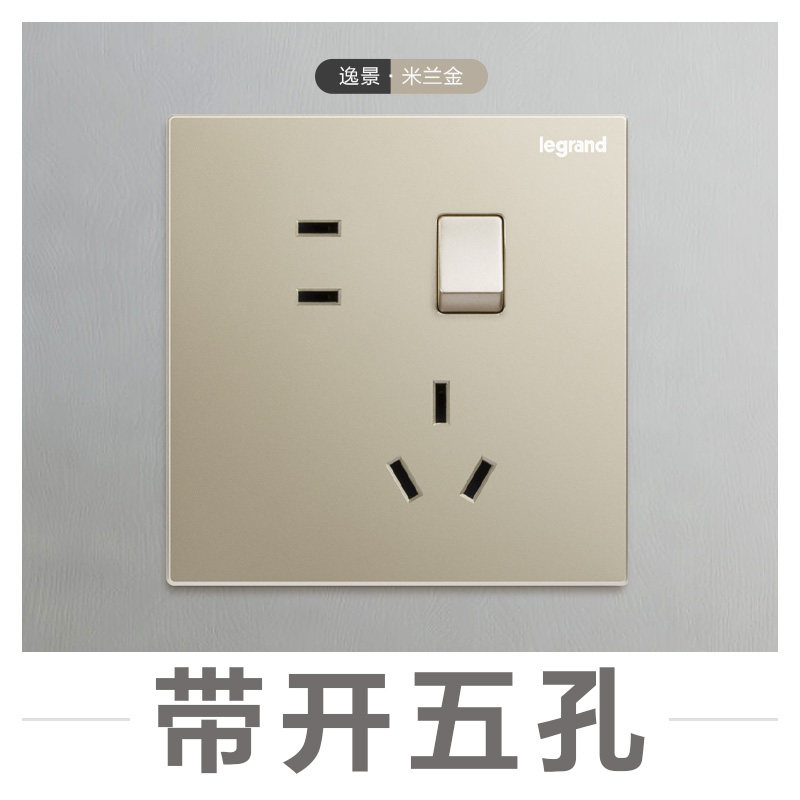 TCL罗格朗仕典米兰金带开关插座面板单开1开5孔电源插座一开五孔