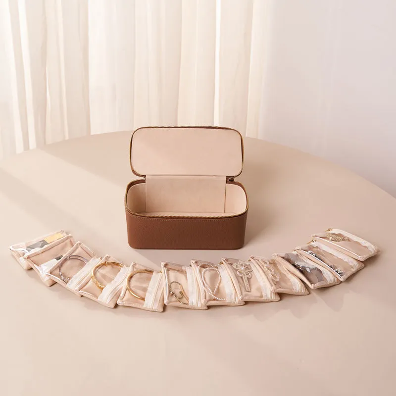 送女友高端皮质首饰包风便携首饰收纳袋子绒布高级感送礼首选