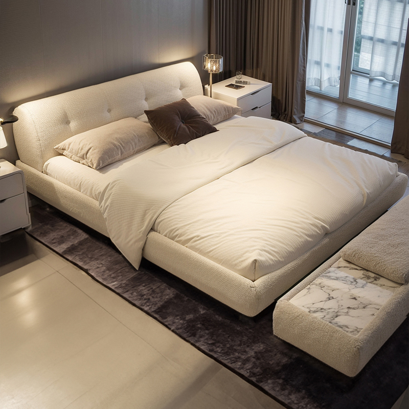 现代简约2025年新款床主卧高端大气奶油风2米x2米2大床定制极简风