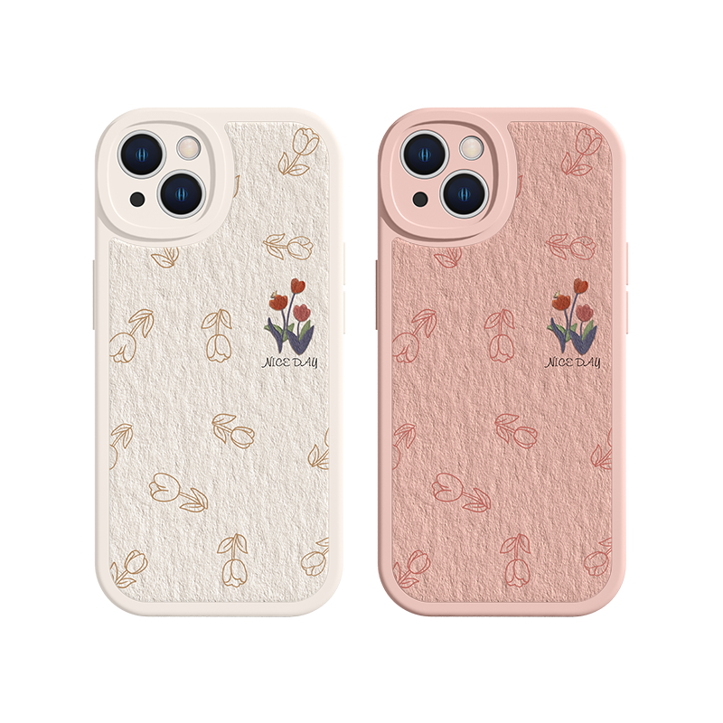 适用苹果16promax/17郁金香手机壳苹果14plus小清新iPhone15女款13promax套12mini花朵1