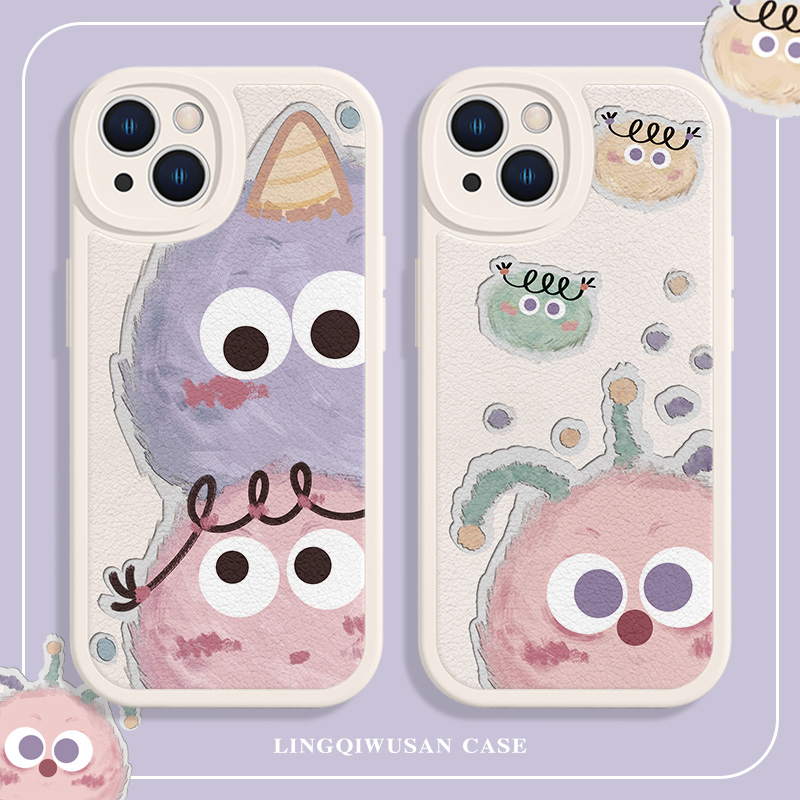 适用苹果小羊皮卡通手机壳怪兽球