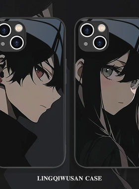 适用苹果17/16pro手机壳情侣iPhone14promax动漫15plus/13pro高级感12/11黑色16plus轻奢xsmax男女xr/xs玻璃