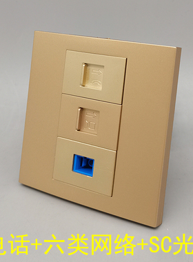 香槟金86型SC光纤六类网络电话直插CAT6网线电话两芯RJ43网络RJ45