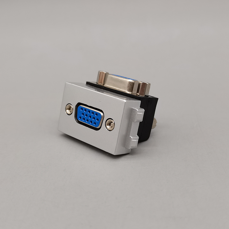 银色128型VGA弯头模块直插90度L型母对母直插显示器投影仪模块