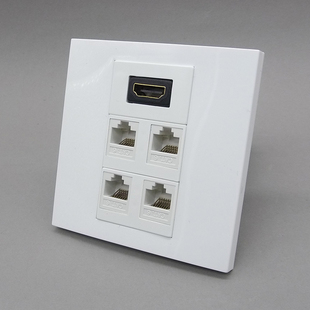 86型4口六类网络HDMI高清直插CAT6千兆电脑高清HDMI面板墙壁面板