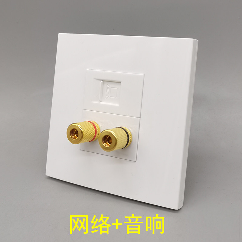 86型电脑凸头线柱音箱5.1环绕音频RJ45网线网络音柱双头音响插座