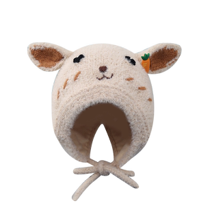 儿童帽子冬季男女宝宝毛绒帽秋冬天款女童卡通兔子保暖护耳帽冬天