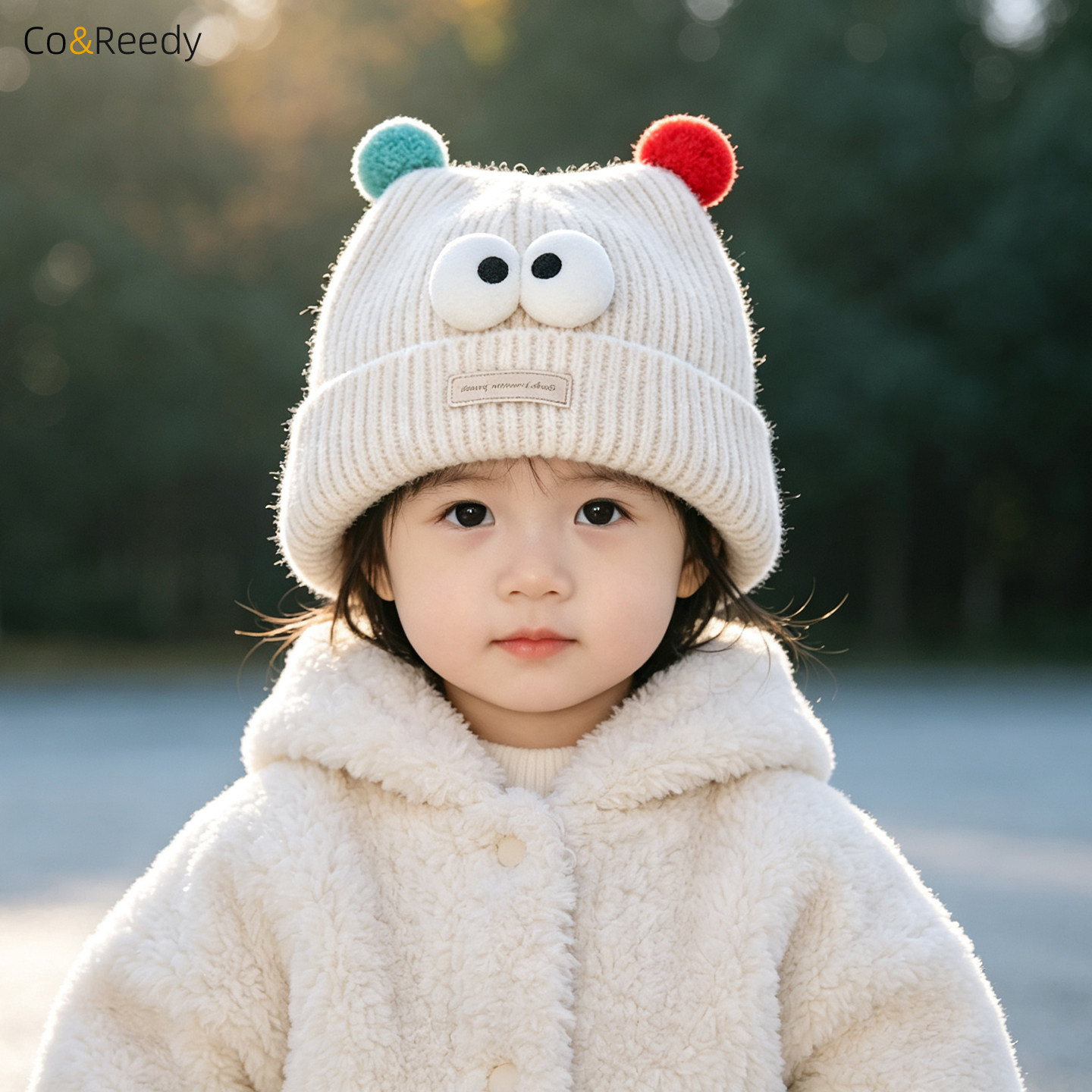 冬季婴儿保暖可爱大眼耳毛线帽