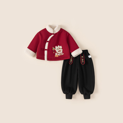 贝贝城盘扣装饰外套纯色卫裤