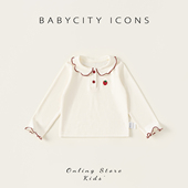 贝贝城儿童t恤春季 1岁女宝百搭上衣春装 2026新款 女童娃娃领打底衫