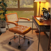 电脑椅家用藤编覆古办公椅书房卧室学习书桌椅子靠背餐椅升降转椅