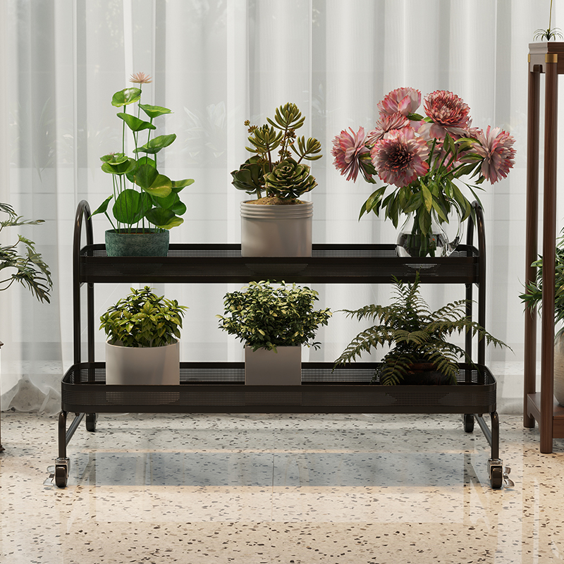 可移动花架带轮客厅家用阳台花盆置物铁艺架绿萝多肉植物摆放架子