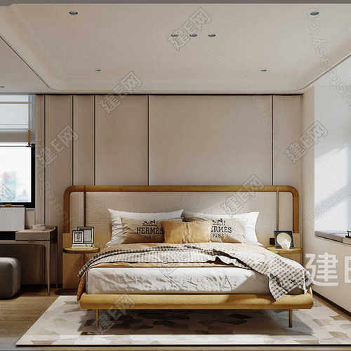 木林世家卧室软包落地客床原木风