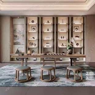 现代侘寂风茶馆茶舍别墅茶室客厅实木茶桌椅组合茶空间泡茶台茶桌