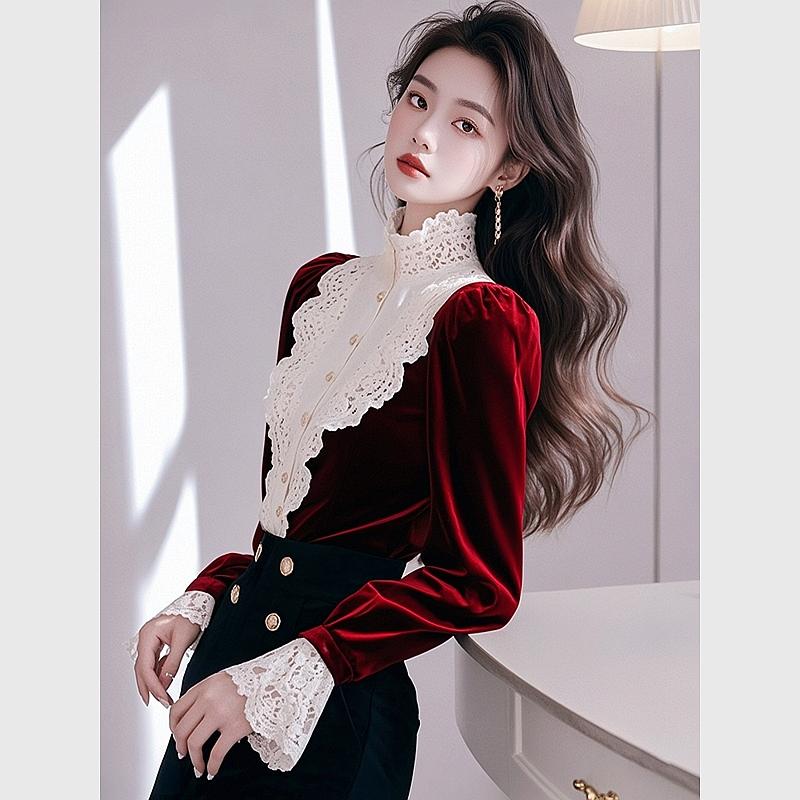 2024冬季法式穿搭酒红色