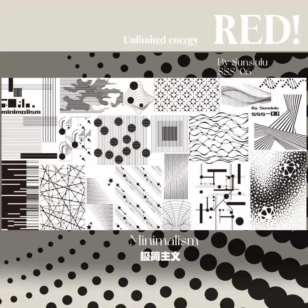 RED！正版美甲印花板极简主义线条钢板转印工具