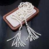 轻奢小众叠戴多层流苏麦穗毛衣链高级感装 珍珠项链长款 法式 饰配饰