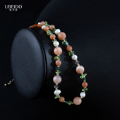 优贝朵新款 多巴胺彩色水晶项链短款 草莓晶珍珠锁骨颈链轻奢设计感