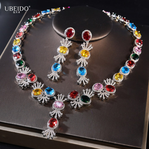 UBEIDO轻奢宫廷锆石项链耳环套装