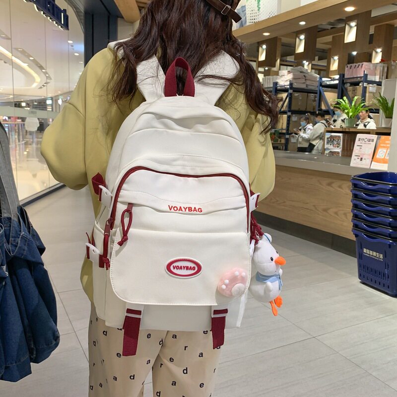 新款中生双肩包学院风女生书包中学生ins高质量大容量初中 生书包