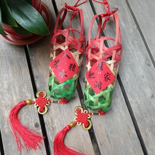 手工竹编猪仔饼笼猪笼入水寓意财源滚滚客厅挂饰车饰乔迁之喜送礼