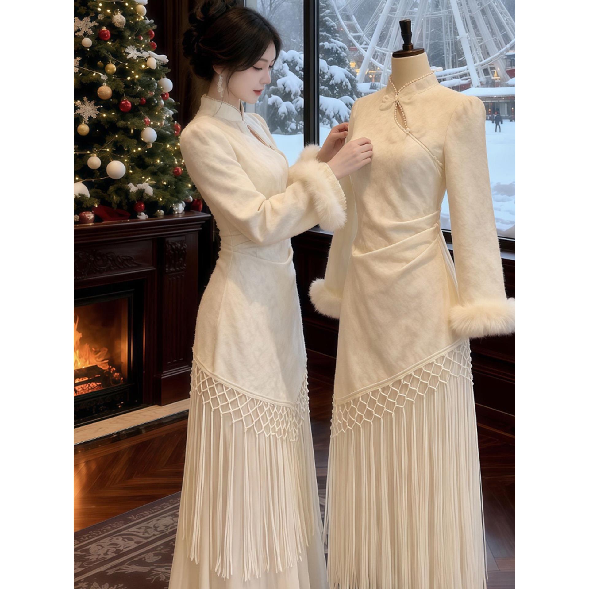 新中式气质国风立领加绒加厚旗袍