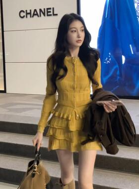 2026超火韩系穿搭一整套早秋季女装针织开衫外套蕾丝短裙两件套装