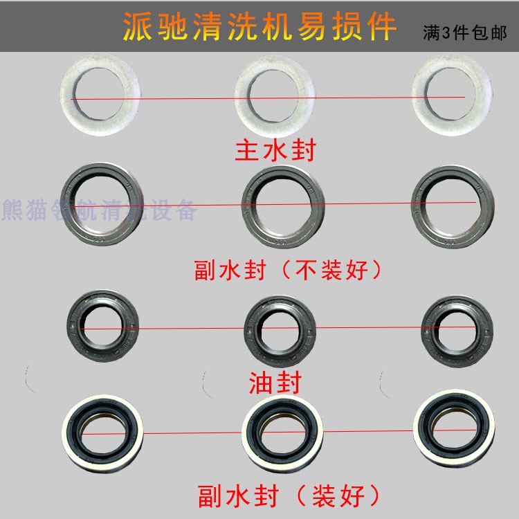 派驰高压清洗机pc1203高压洗车泵机配件易损件修理包水封油封柱塞