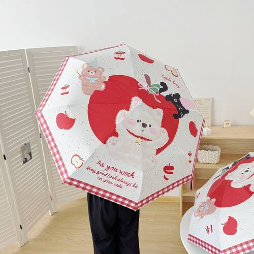新款抗风耐用卡通苹果修狗遮阳伞雨伞太阳伞学生自动黑胶防晒