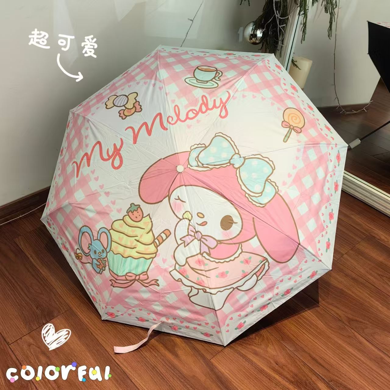 新款抗风耐用卡通可爱花朵美乐蒂遮阳伞雨伞太阳伞学生自动黑胶