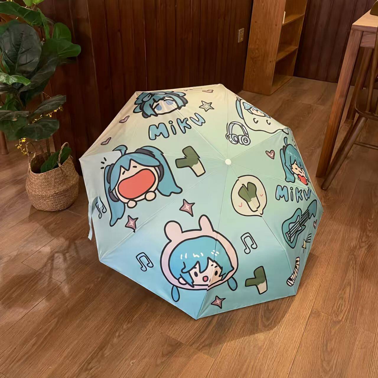 全自动初音未来遮阳伞太阳伞雨伞晴雨两用学生时尚
