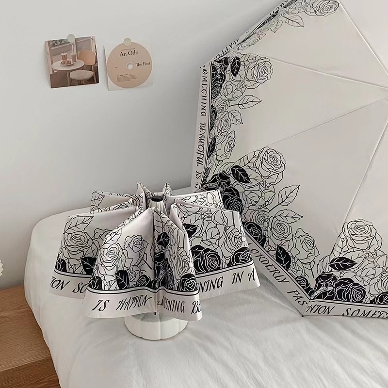 抖音伞厂法式荆棘花丛时尚高雅简约晴雨伞遮阳伞太阳伞黑胶防晒两