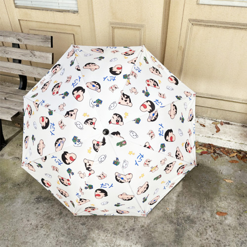 伞叔伞厂卡通可爱蜡笔小新长柄遮阳伞雨伞太阳伞学生自动黑胶防晒
