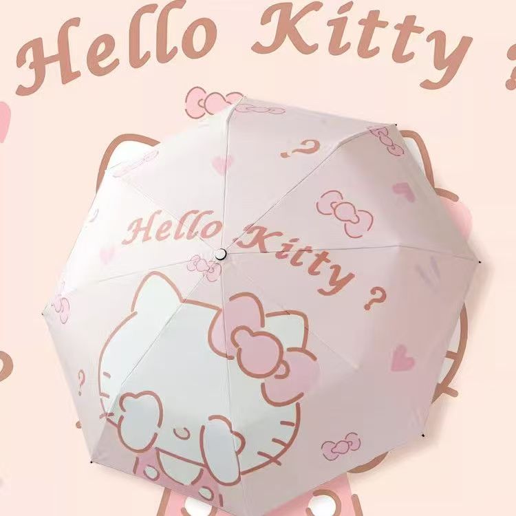 新款卡通粉色凯蒂猫HelloKitty遮阳伞雨伞太阳伞学生自动黑胶防晒