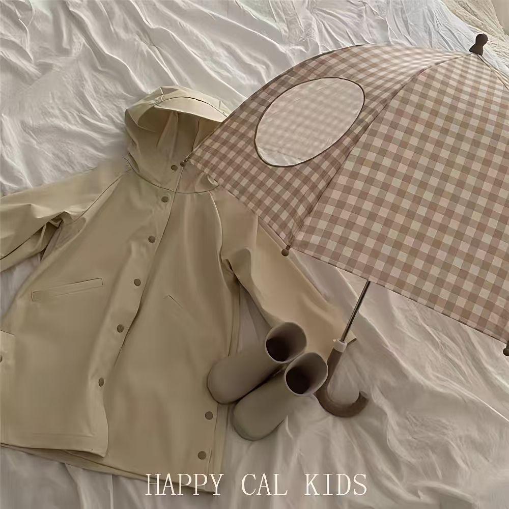 ins韩国风格子儿童挡风雨伞