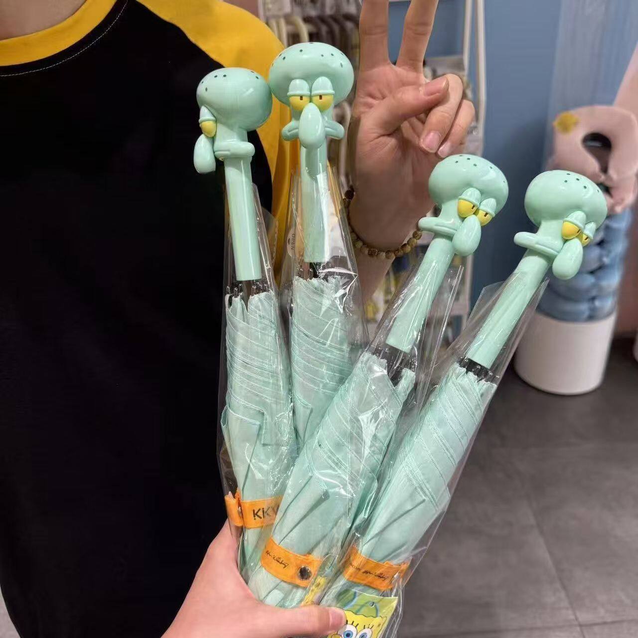 伞叔推荐新款宝宝儿童章鱼哥长柄雨伞可直立抗风加厚学生新奇抽象